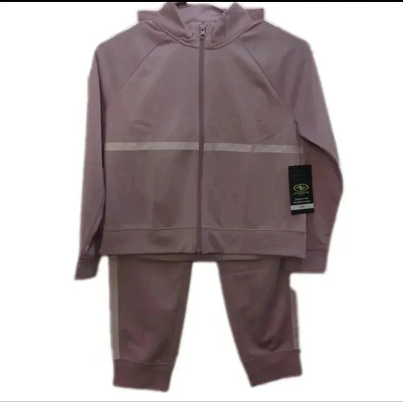 Athletic Works Girls Two-Tone Sweat Jacket & jogger Pants - Picture 2 of 11